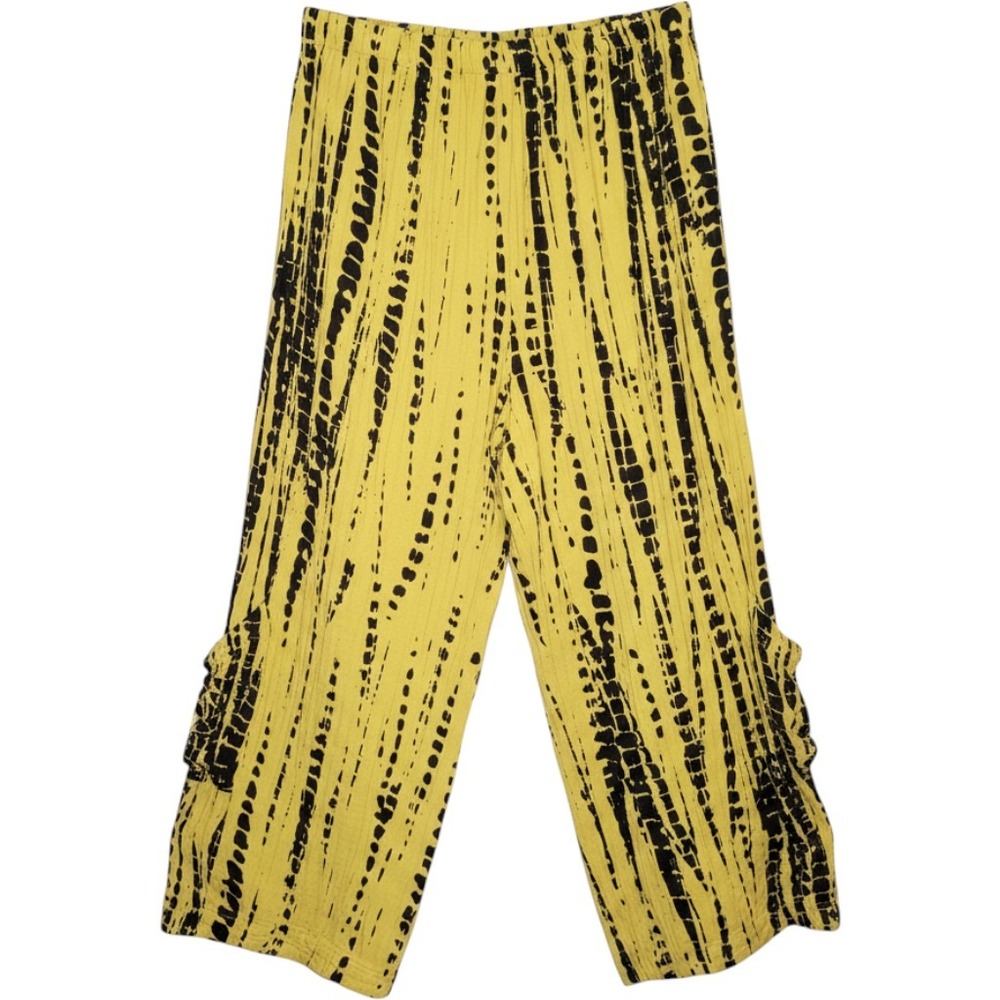 Bryn Walker Yellow Tie Dye Cargo Pants Womens Size XL Gauzy Wide Leg Artsy Fun
